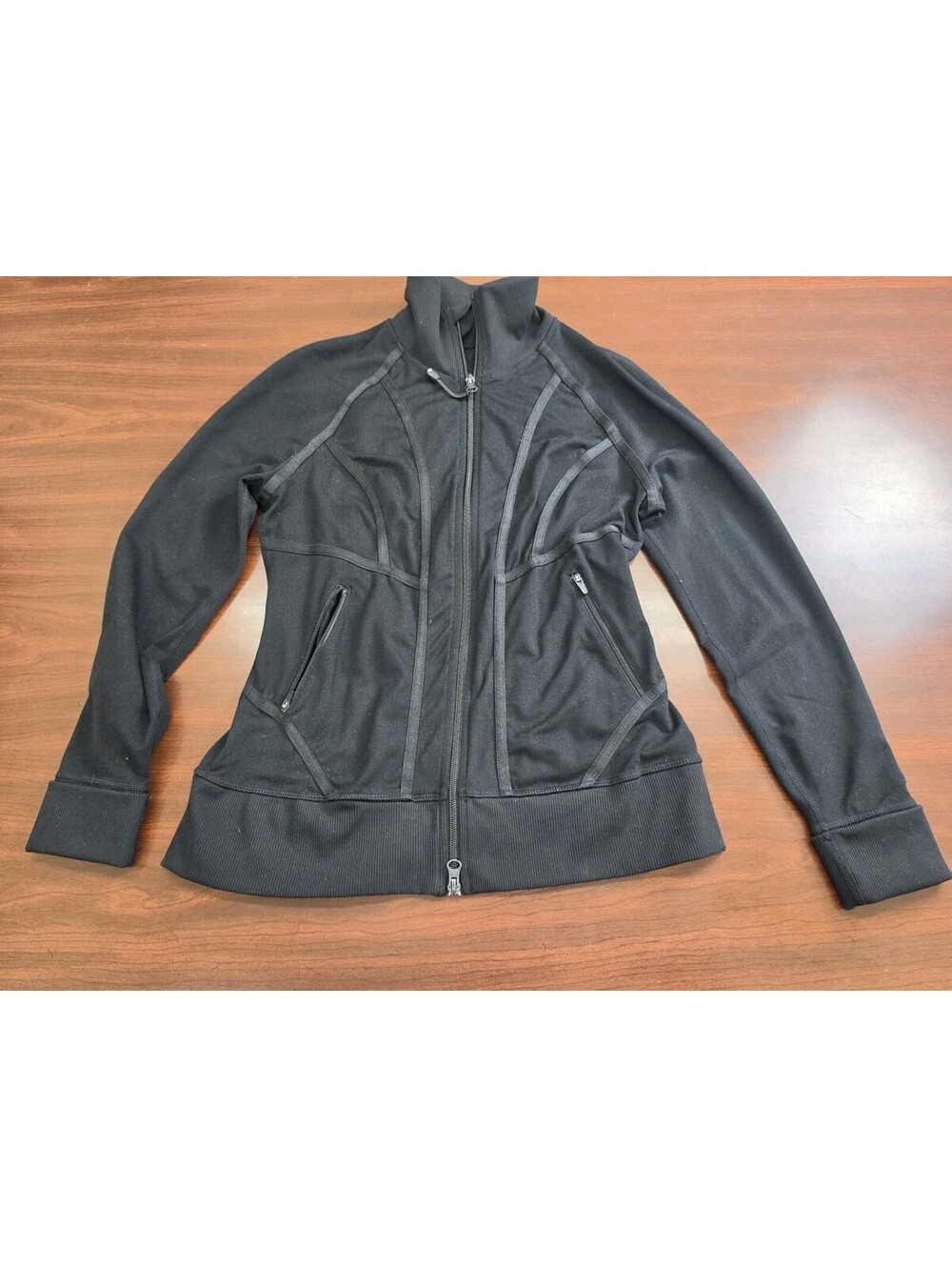 Zella Full  Zip Jacket Small Black Athetic Track Jacket Pockets Activewear Chic